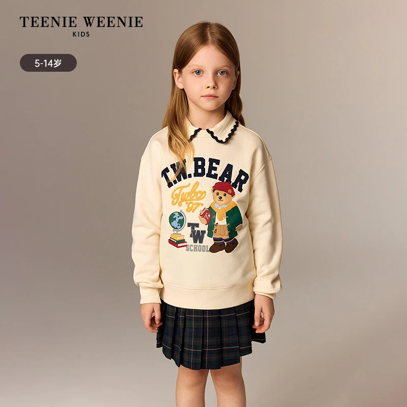 TeenieWeenie Kids小熊童装学院可拆翻领加绒套头卫衣TKMA258957I
