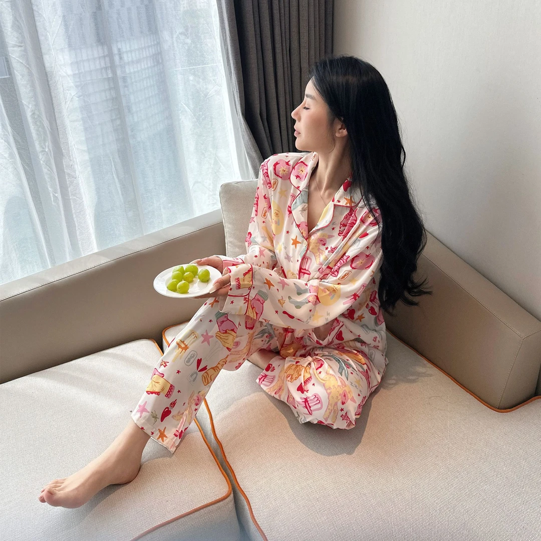 【心动99次】春秋新款网红风甜妹可爱长袖长裤可外穿家居服春秋季