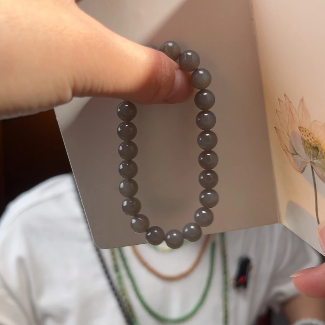 手串未镶嵌和田玉烟紫8mm173