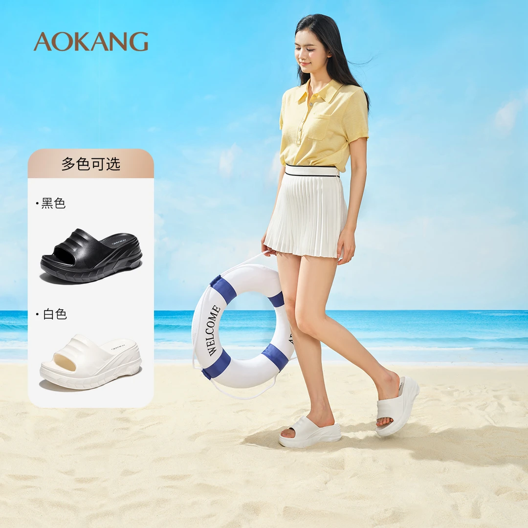 奥康 女鞋2025夏季新款时尚拖鞋增高洋气小众气质百搭