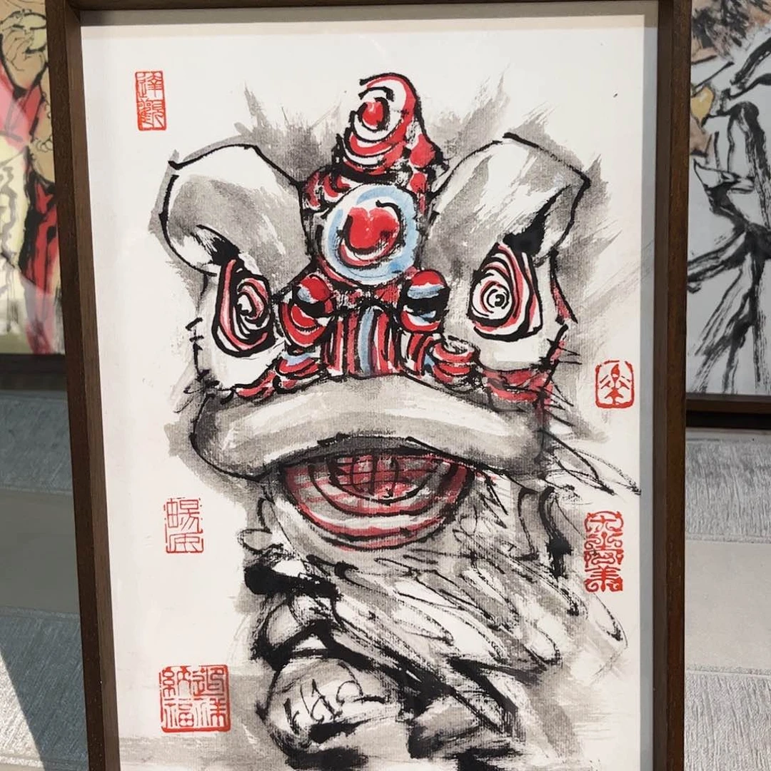 国画张彬带框精装裱