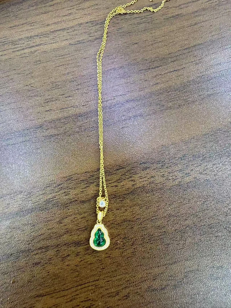 足金999 镶嵌点钻深色葫芦套链