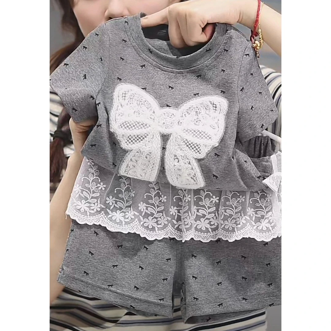 【大蝴蝶结波点套装 小乐妈咪】婴儿两件套夏装女宝宝套装公主D25