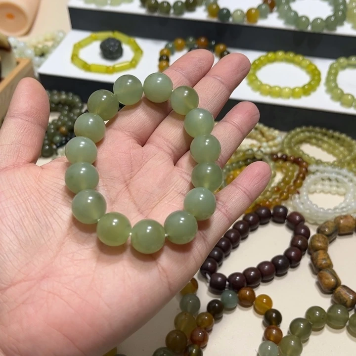 蛇纹石玉未镶嵌手链卡14