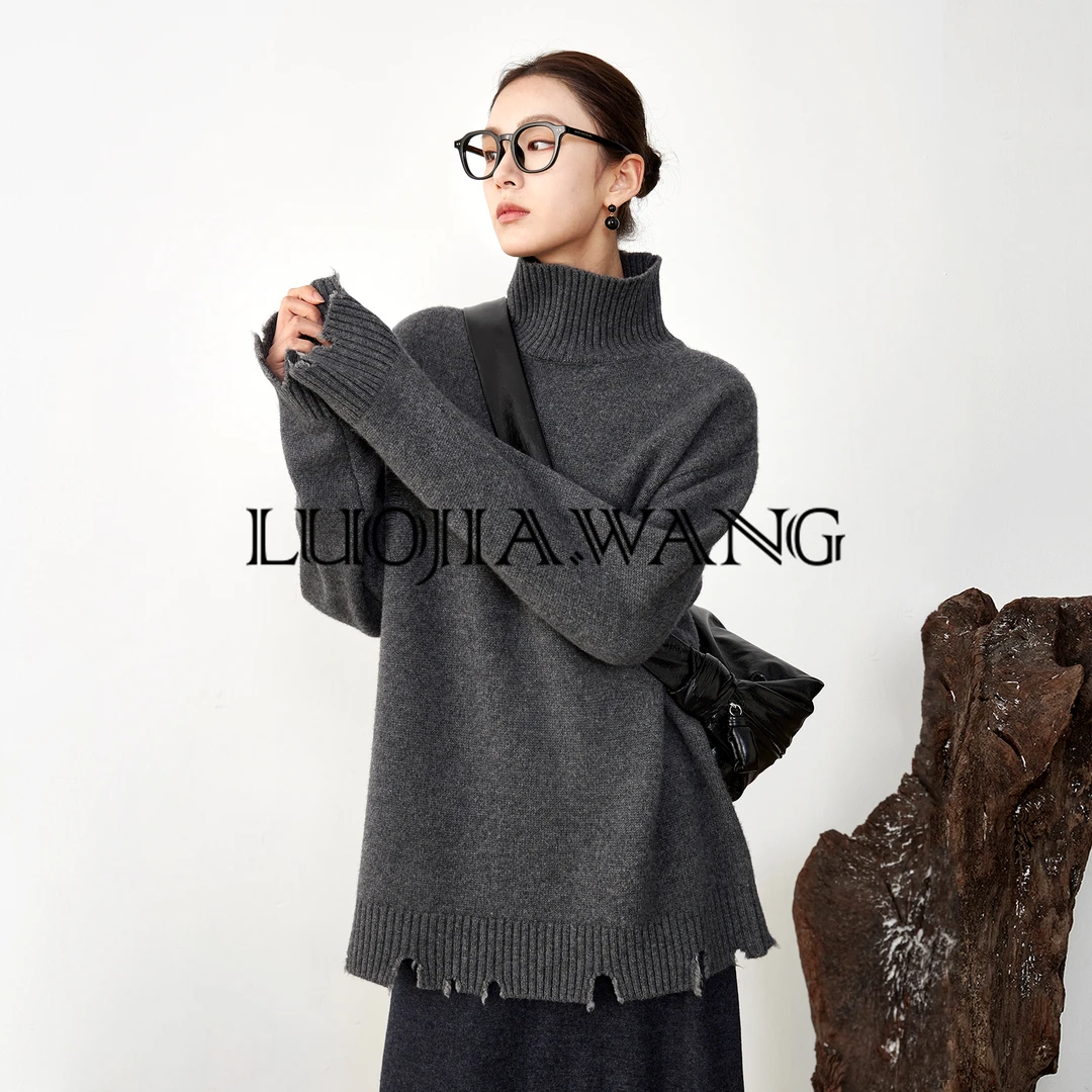LUOJIAWANG【流浪诗人】时髦羊毛高领柔软质感套头毛衣