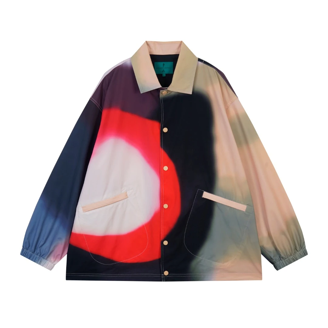 欢喜乌鸦X着而乐趣 撞色休闲宽松潮流外套7581