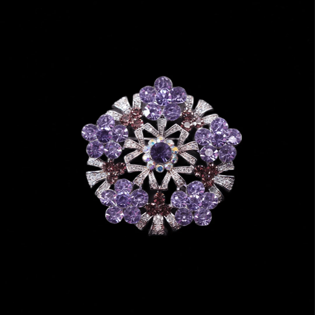 铜合金仿水晶胸针 时尚气质百搭紫色花朵胸针5429