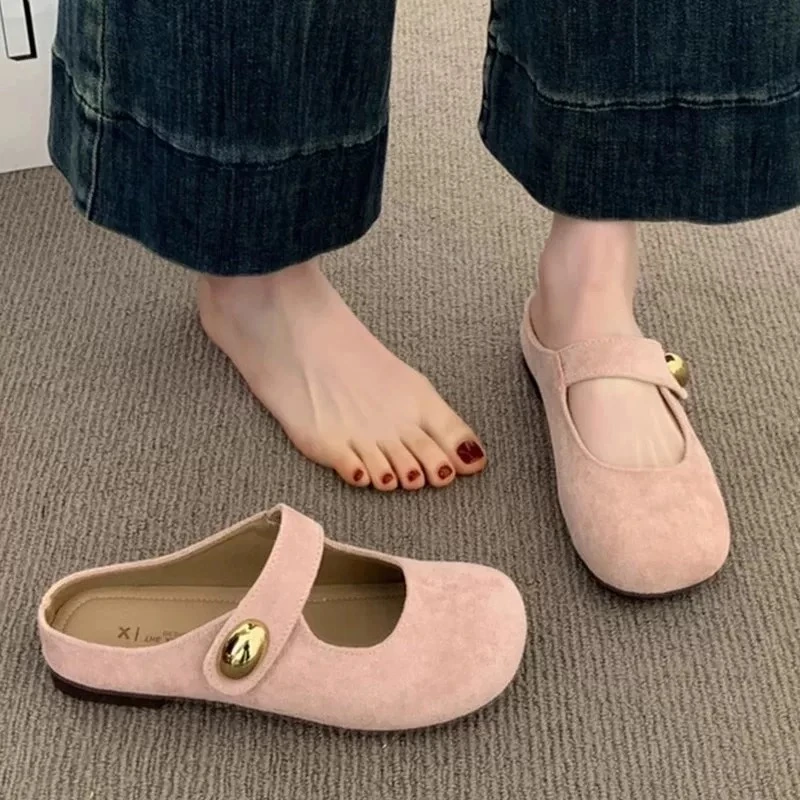 法式平底包头半拖鞋女外穿新款春夏季一脚蹬懒人勃肯鞋凉拖鞋26-7