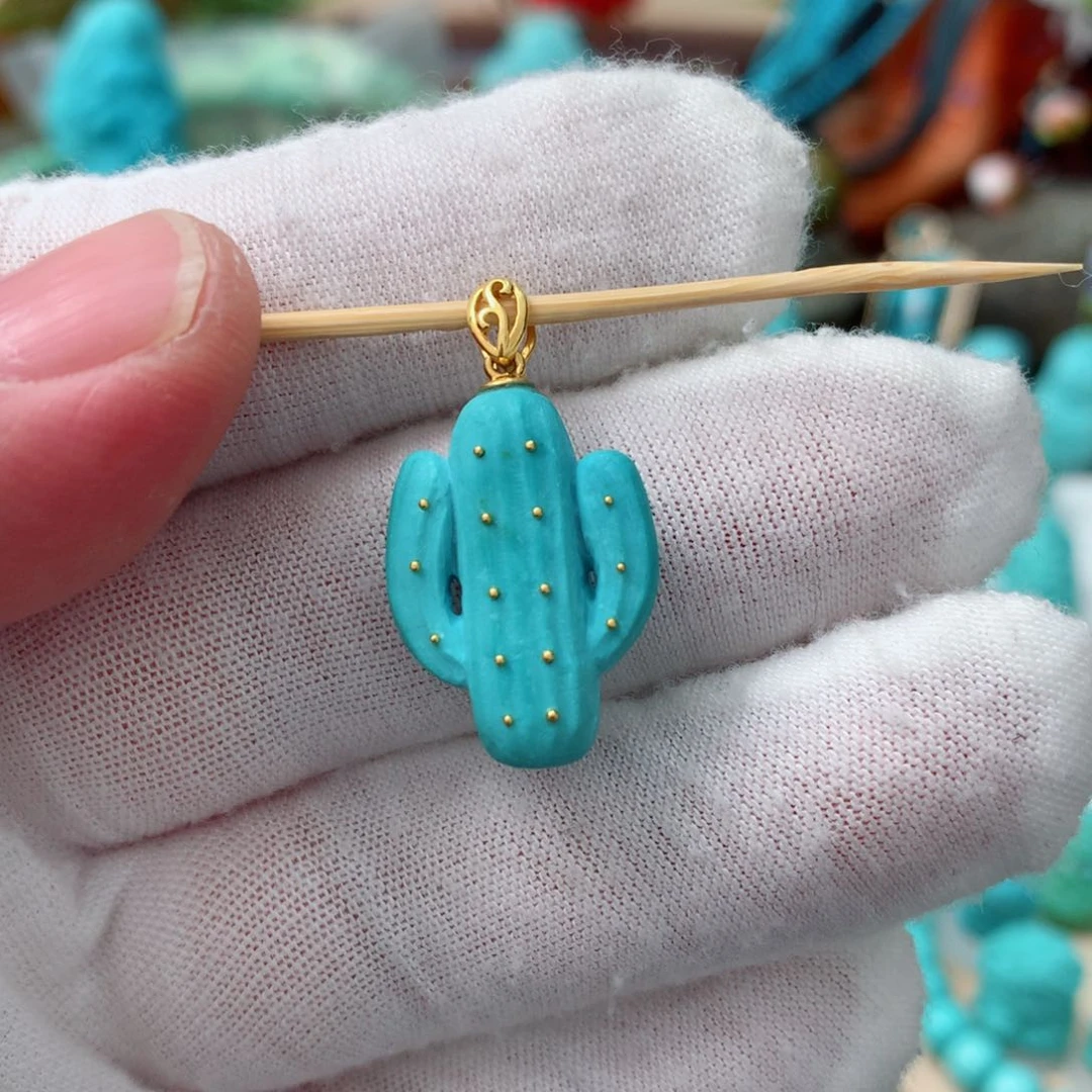 绿松石珠宝奇石18K金镶嵌