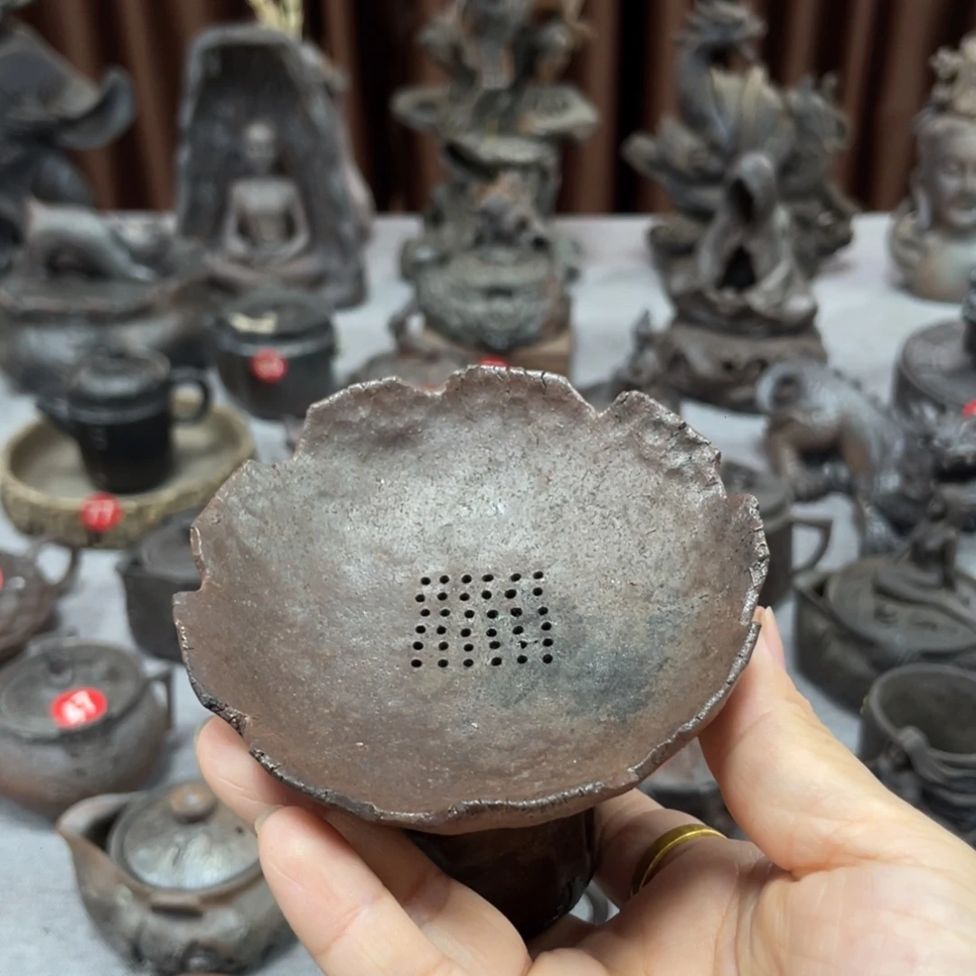 茶漏全手捏柴烧茶器