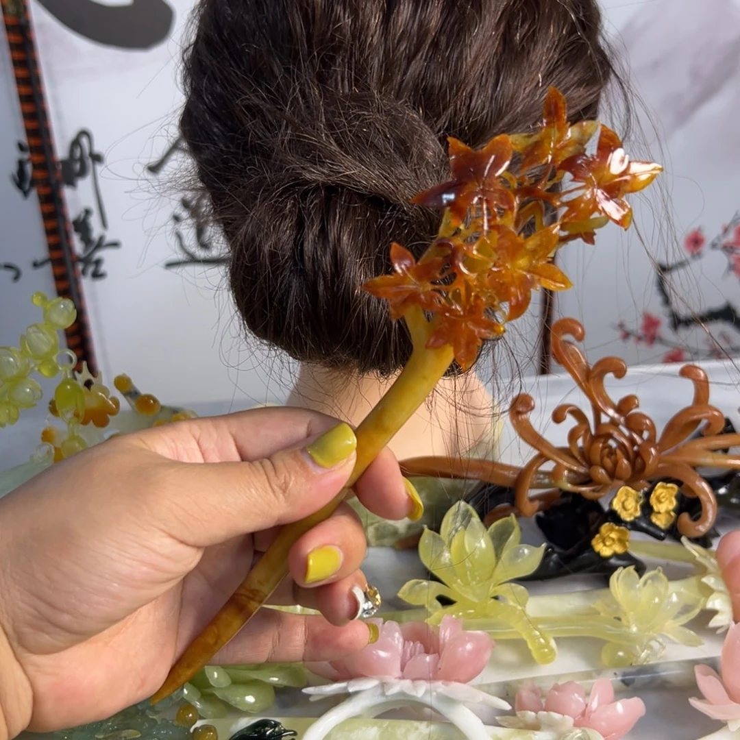 情***生定制蛇纹石玉毛货发饰