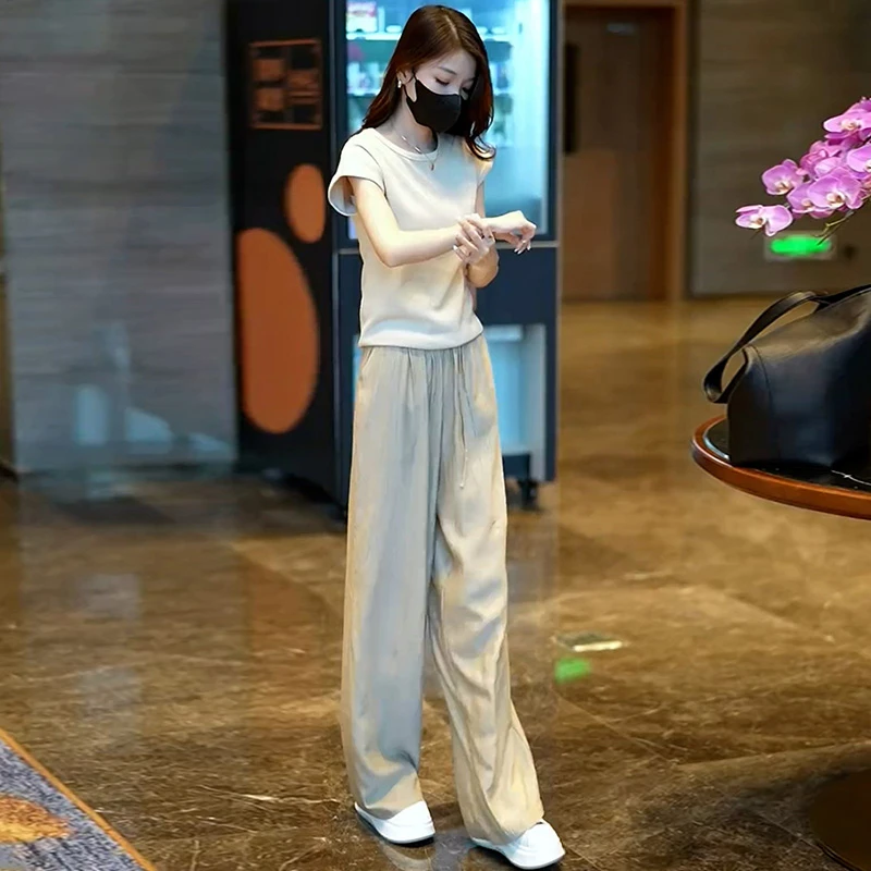 今年流行的漂亮夏装搭配一整套时尚减龄洋气休闲职业两件套装裤女