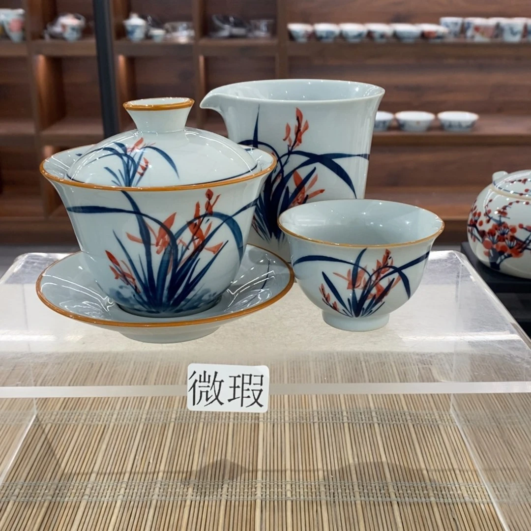 釉下彩老陶泥手工绘制