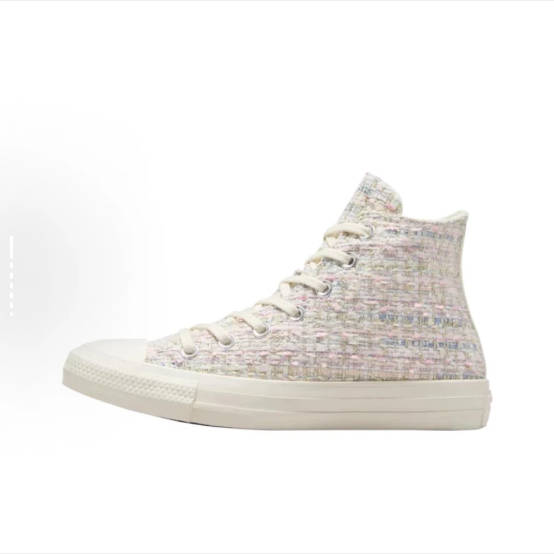 Converse舒适时尚潮流 耐磨 高帮 帆布鞋 男女同款 米粉色A12739C
