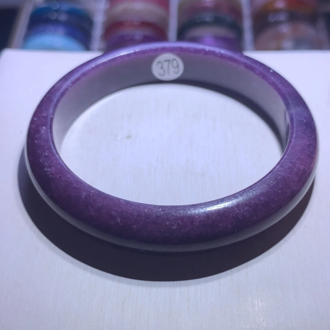 手镯水晶银S925镶嵌紫锂云母63圈379