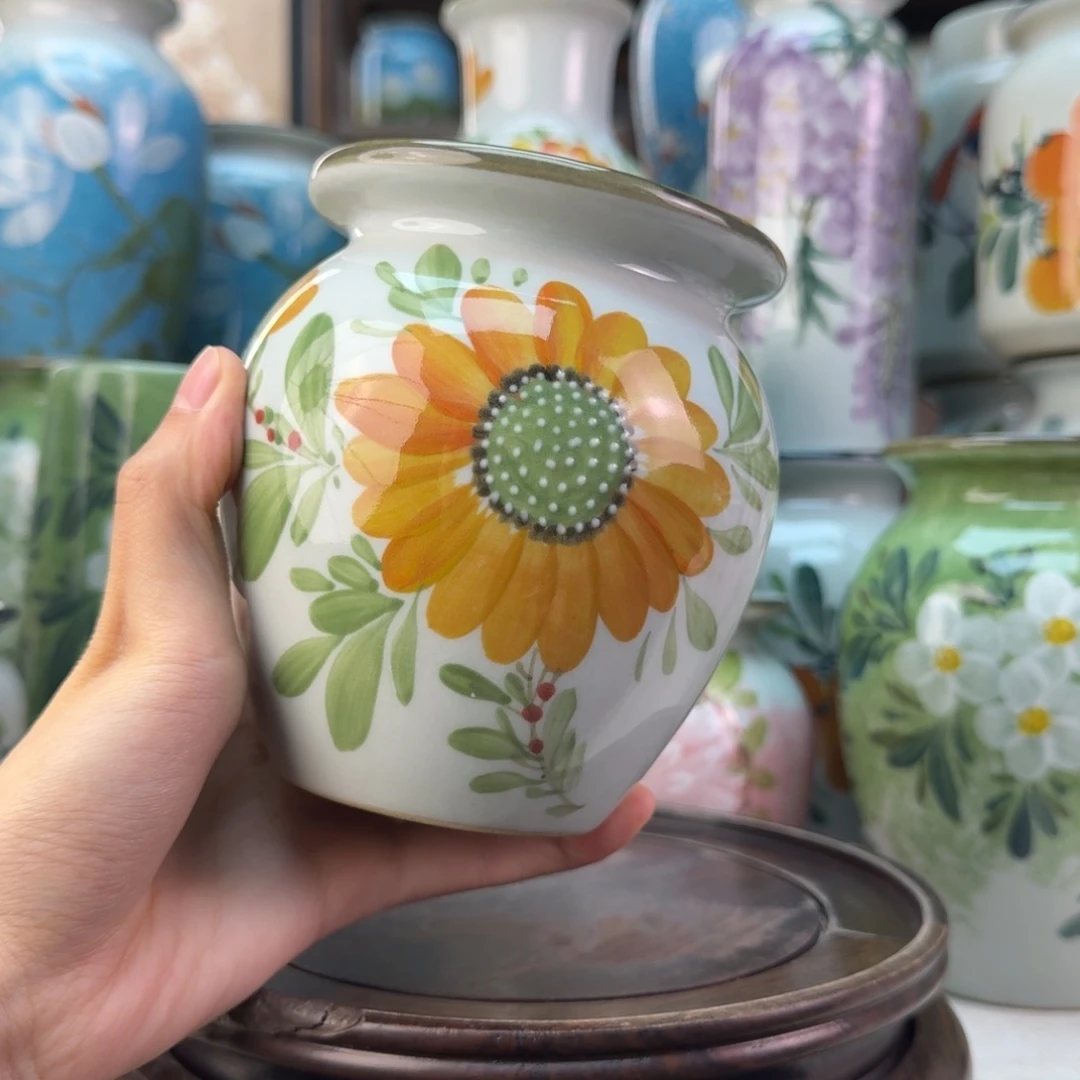 景德镇陶瓷手绘花瓶无孔