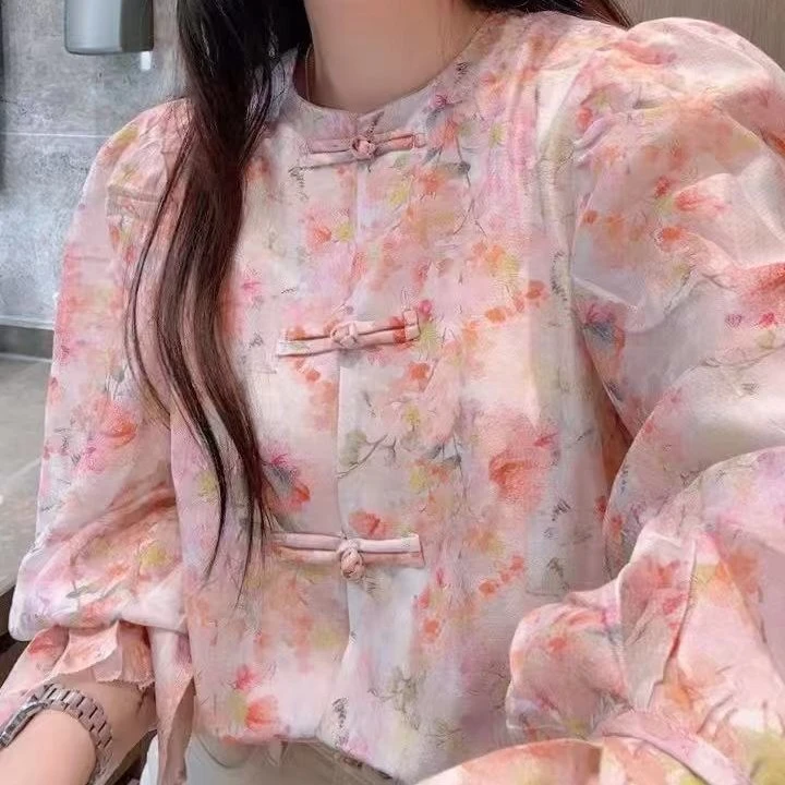 大窦上衣新中式气质宽松设计感春夏显瘦时尚复古薄款唐装短款小衫