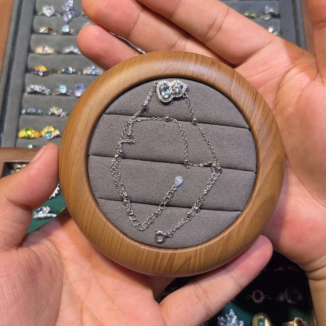 手链银S925镶嵌海蓝宝石