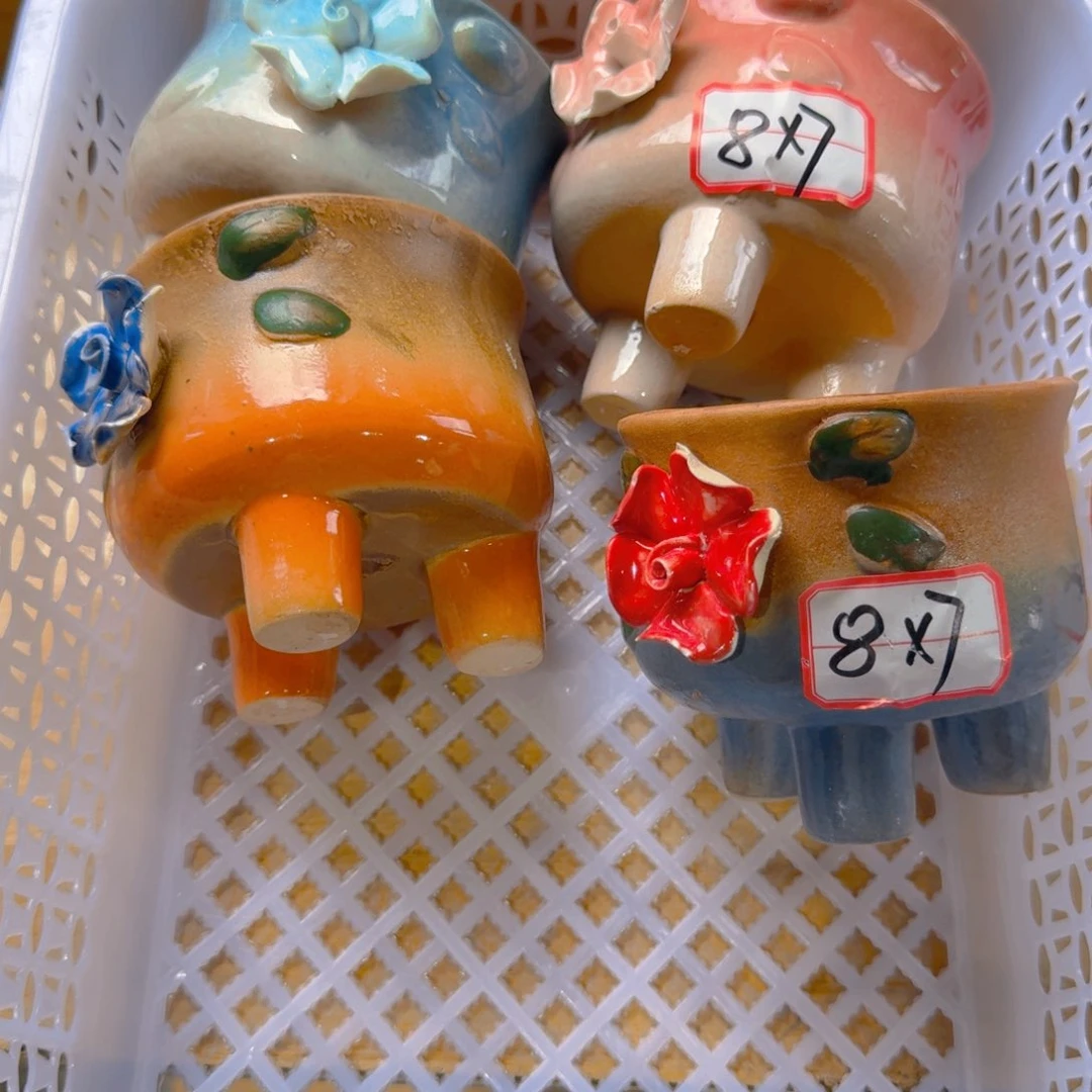 紫砂花盆粗陶精雕