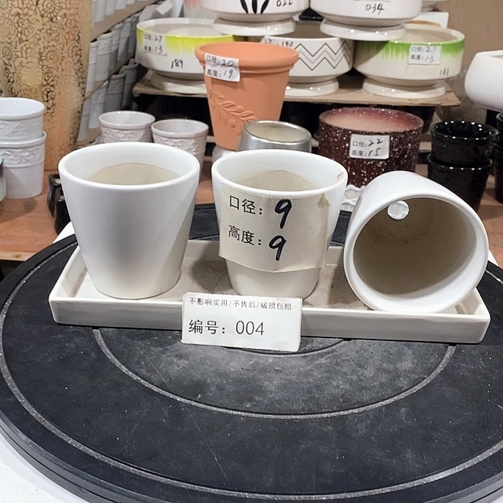 微瑕花盆-004-口9×9-1套白