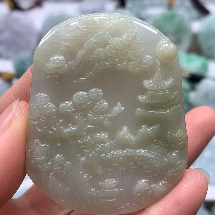 翡翠未镶嵌颈饰山水福利