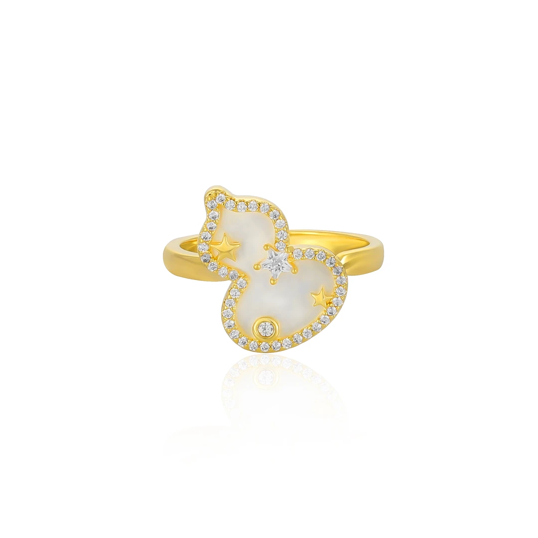 镀k金 白贝 福禄轻奢气质时尚百搭戒指 0465