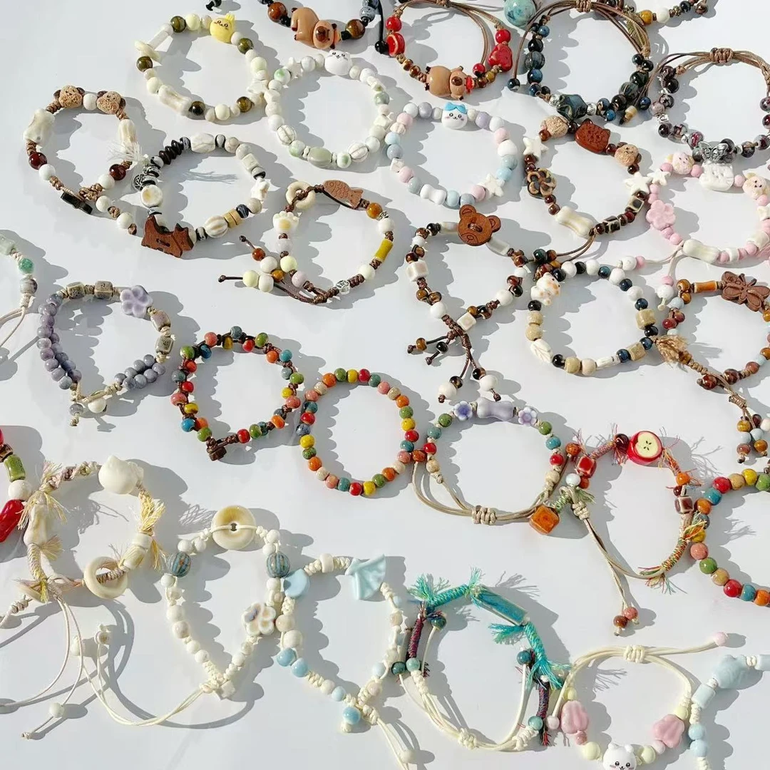 非金属陶瓷手链 【精品款带图】重工款陶瓷手链高级感手工串珠手串