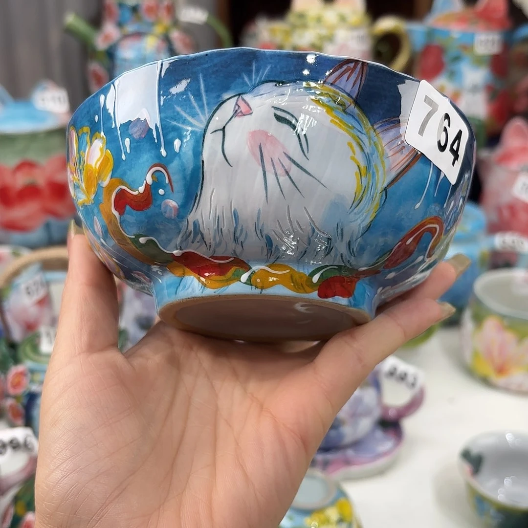 景德镇手绘高温釉下彩陶瓷茶具