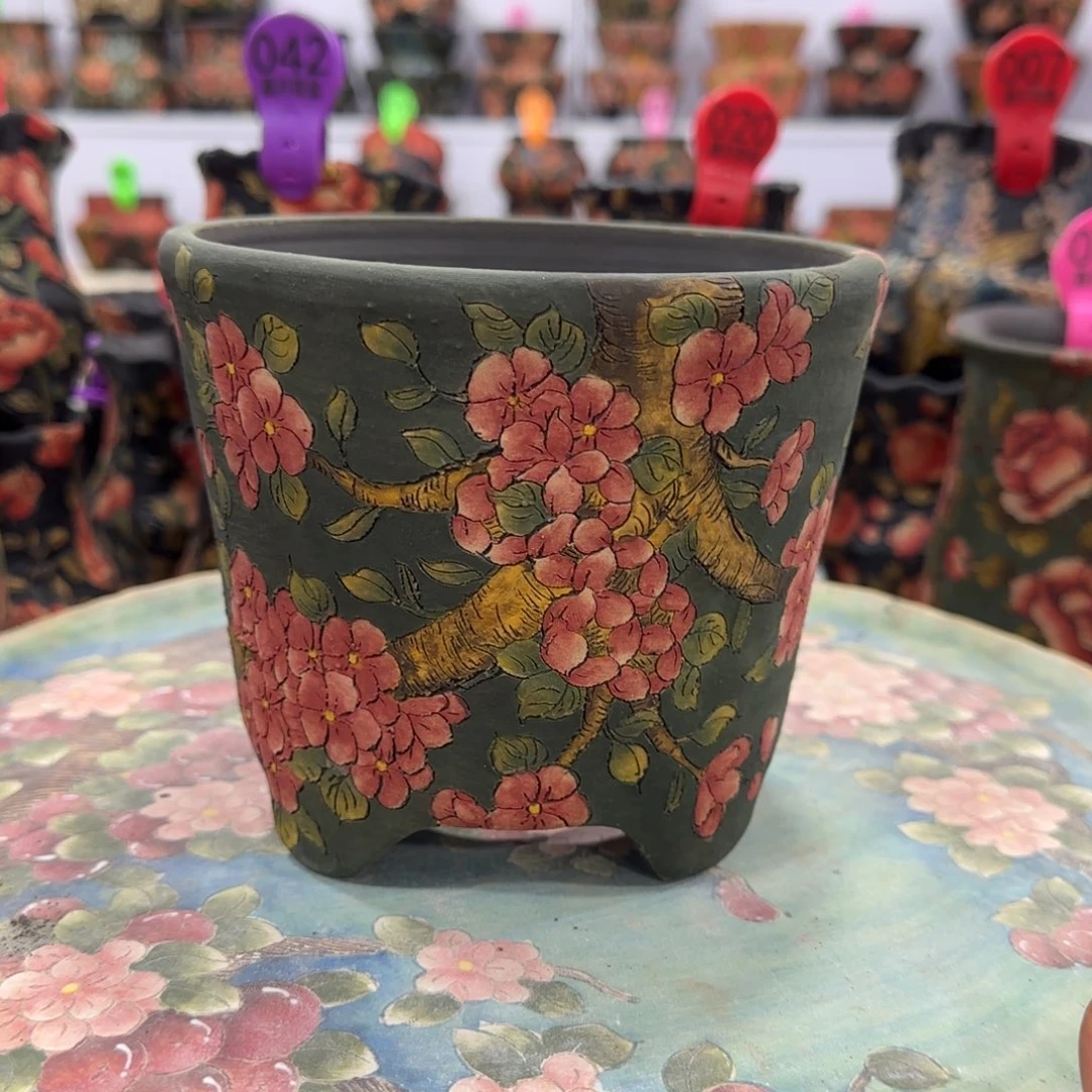 花盆紫砂精品多肉手绘花盆