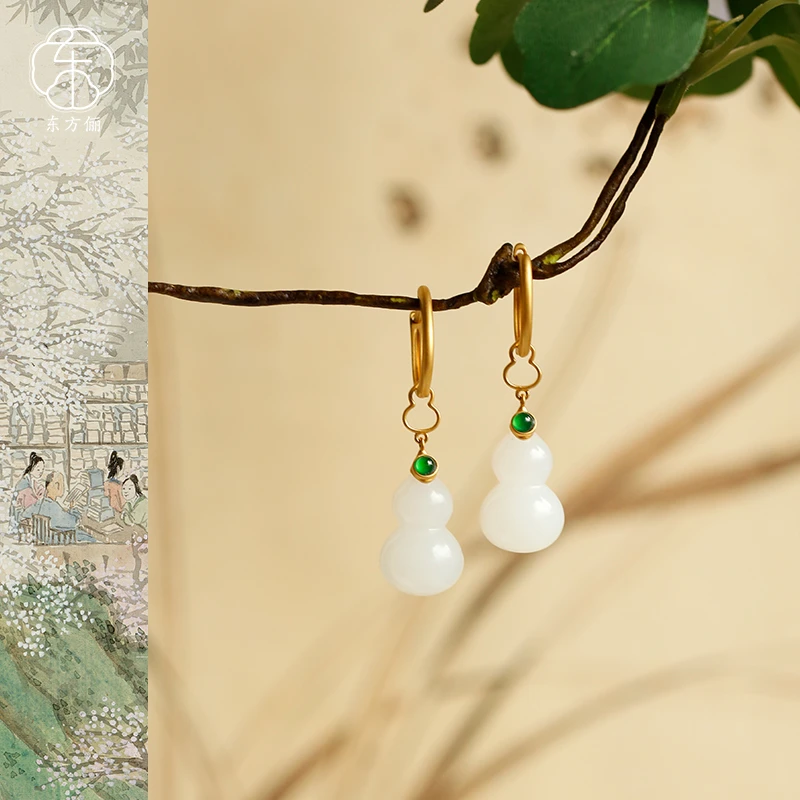 东方俪DOFUNLY【禄满川】和田玉葫芦18K金设计款耳坠WYEZ川骛