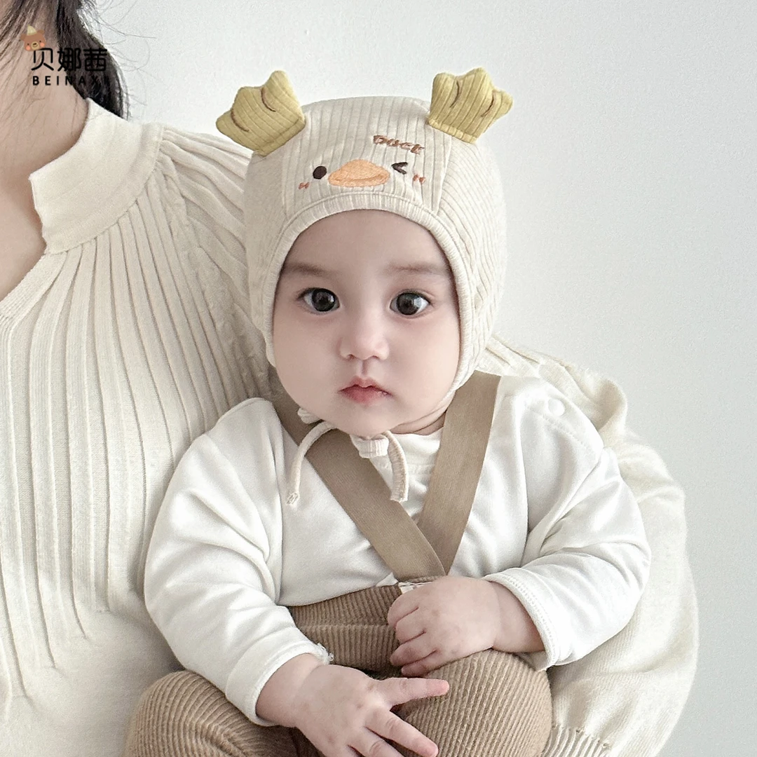 Beinaqian/贝娜茜婴儿帽子春秋季宝宝护耳帽新生儿胎帽囟门帽冬季