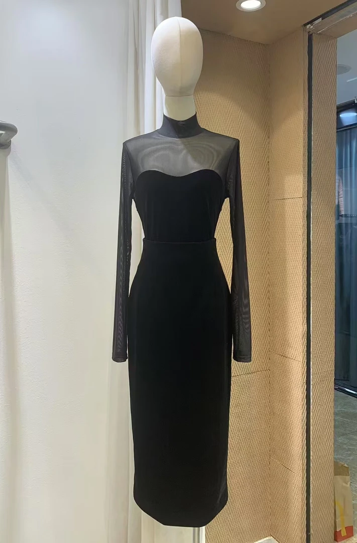 【女王定制】高定拼网纱丝绒上衣