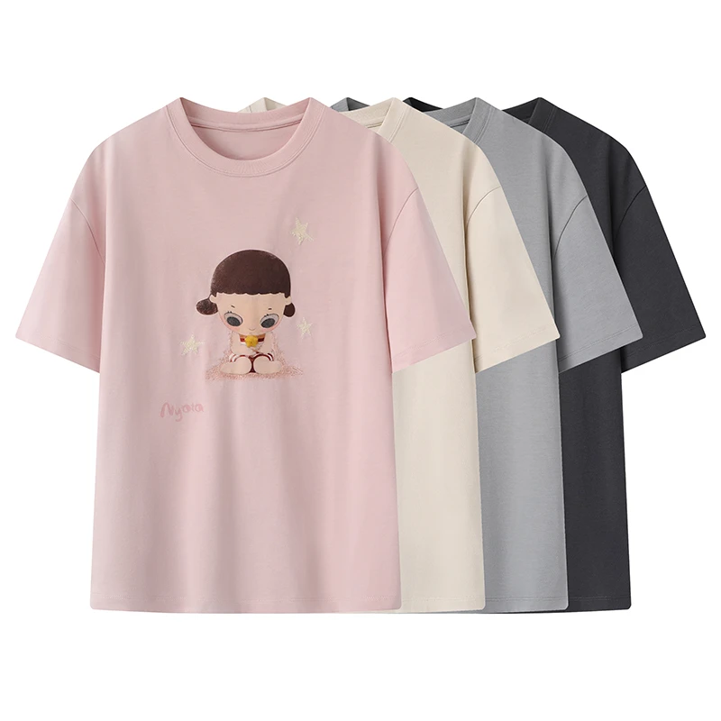 【Y2120】夏季新品时尚短袖T恤休闲百搭可爱卡通印花圆领减龄上衣女