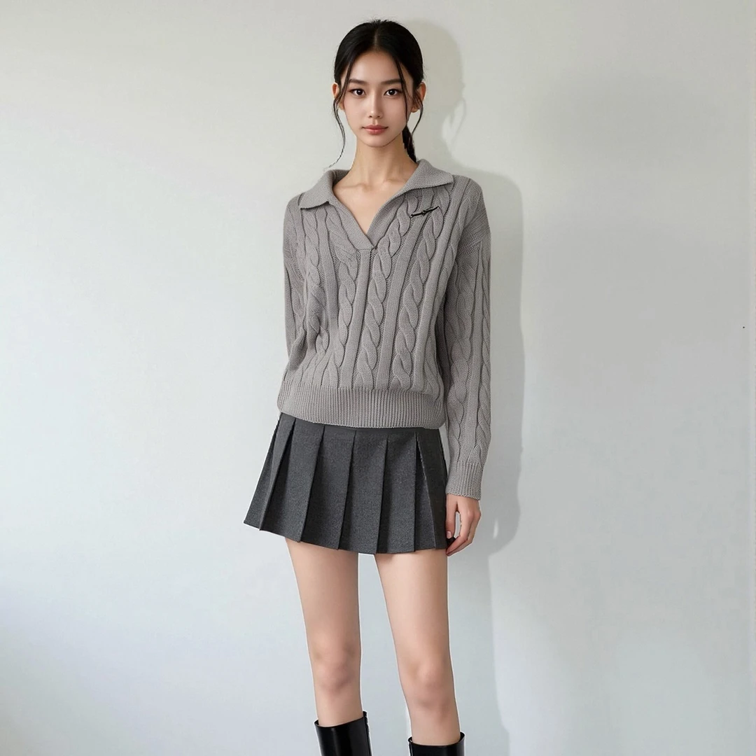 慵懒风宽松外穿毛衣女显瘦针织上衣HBZK641154