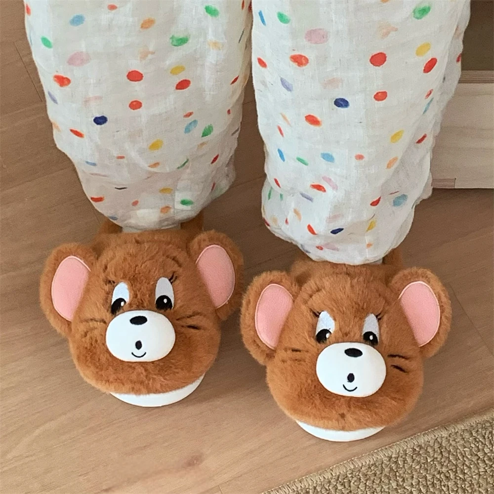 冬季新款男女居家保暖正版猫和老鼠汤姆猫杰利鼠毛毛鞋棉拖鞋