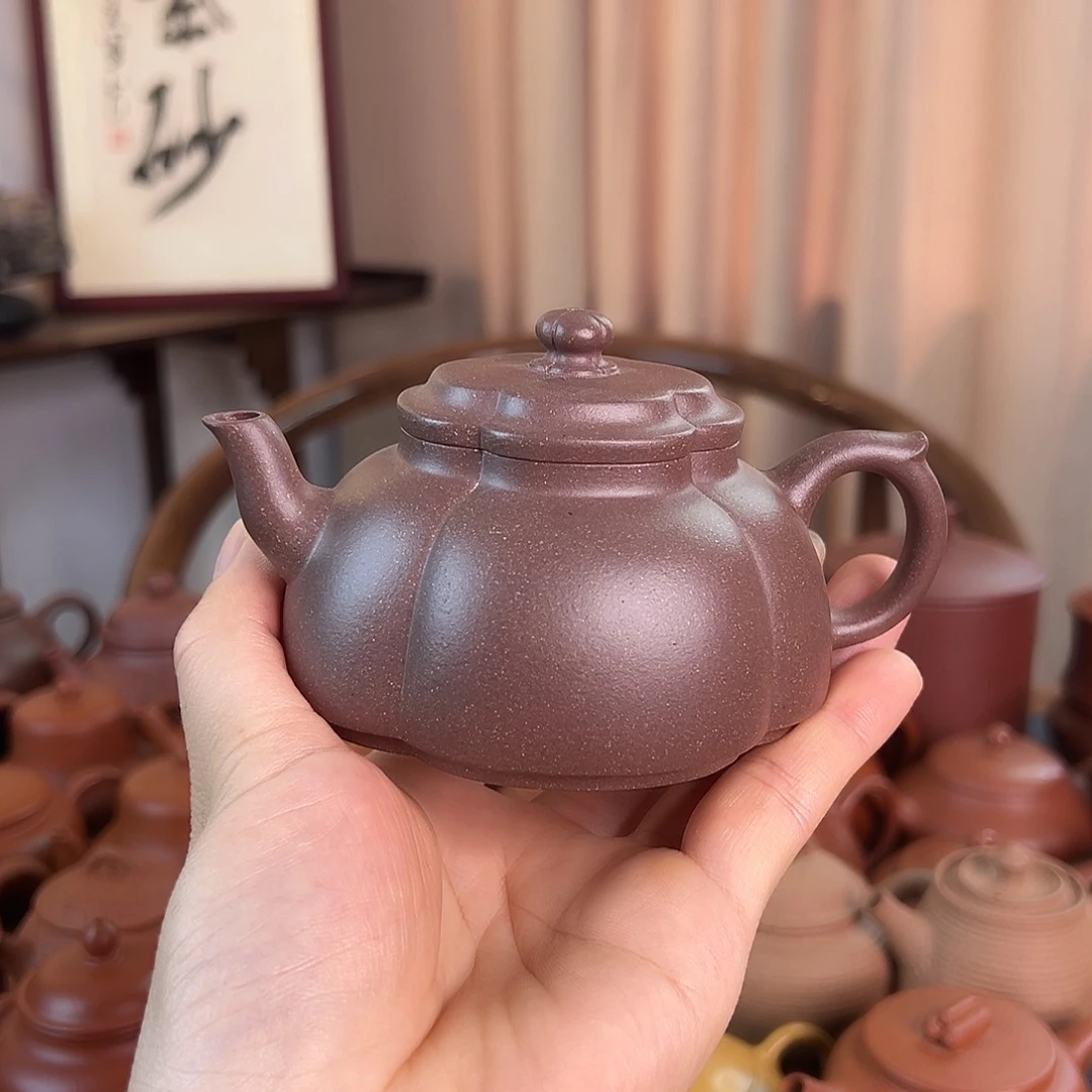 茶壶紫砂精品原矿 筋纹器 紫泥 150cc