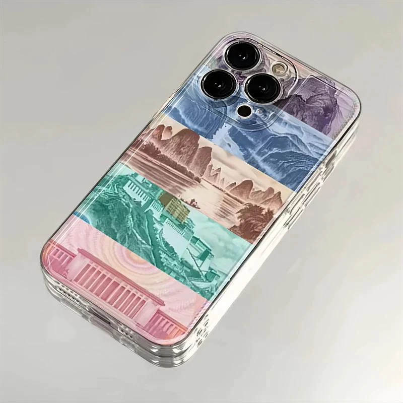 创意大好河山适用苹果16Pro15华为小米OPPO14plus手机壳软12太空x