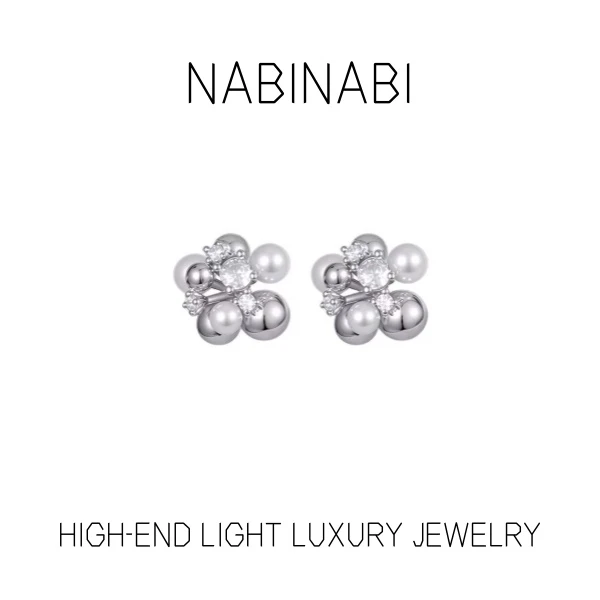 铜合金仿珍珠耳饰 4438法式高级感铃兰花球轻奢优雅温柔时尚通勤