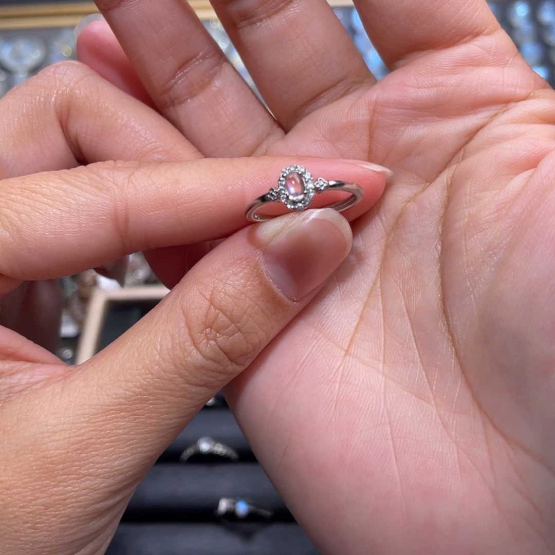 月光石手链未镶嵌“**”印度蓝月光戒指