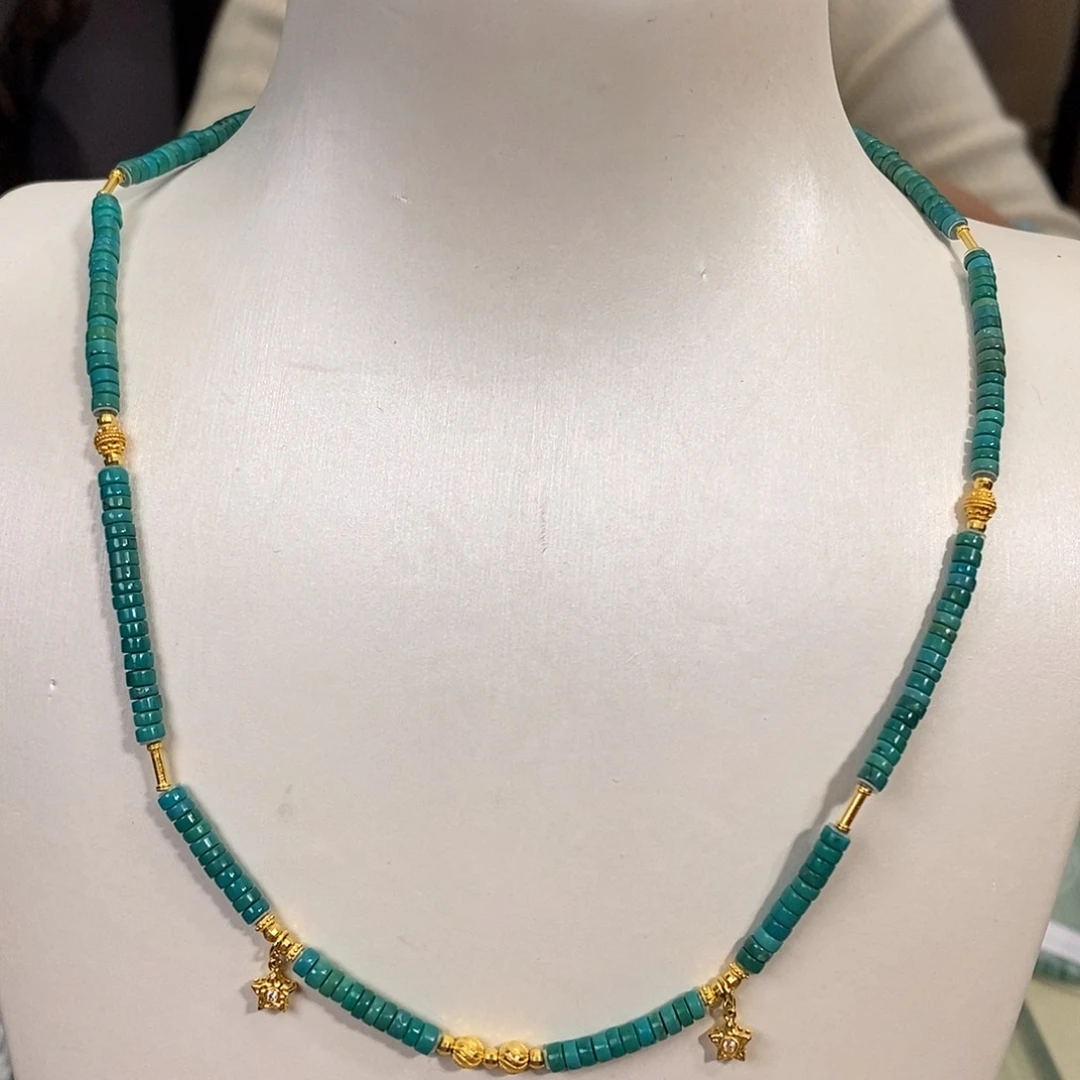 绿松石18K金镶嵌珠宝奇石