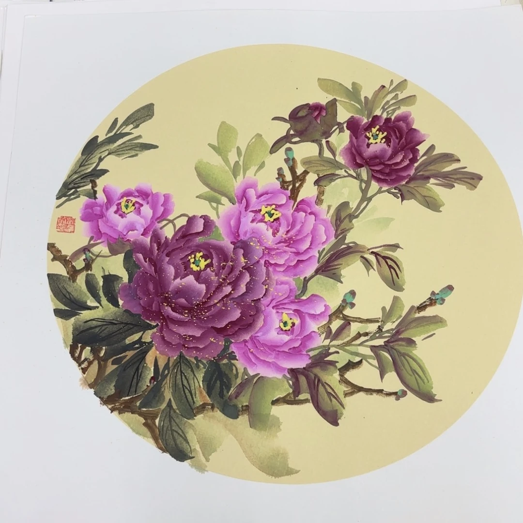 国画吴兰芬卡纸作品童