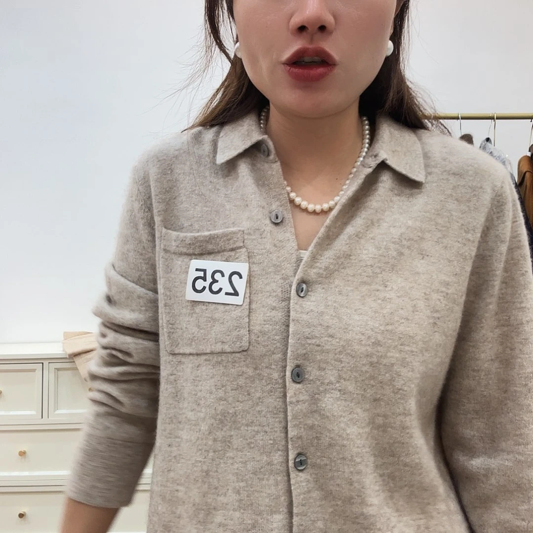 235羊绒衬衫开衫100胸围