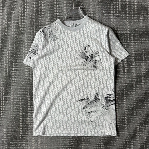 99新 DIOR/迪奥 老花满印印花圆领短袖/S码/7366