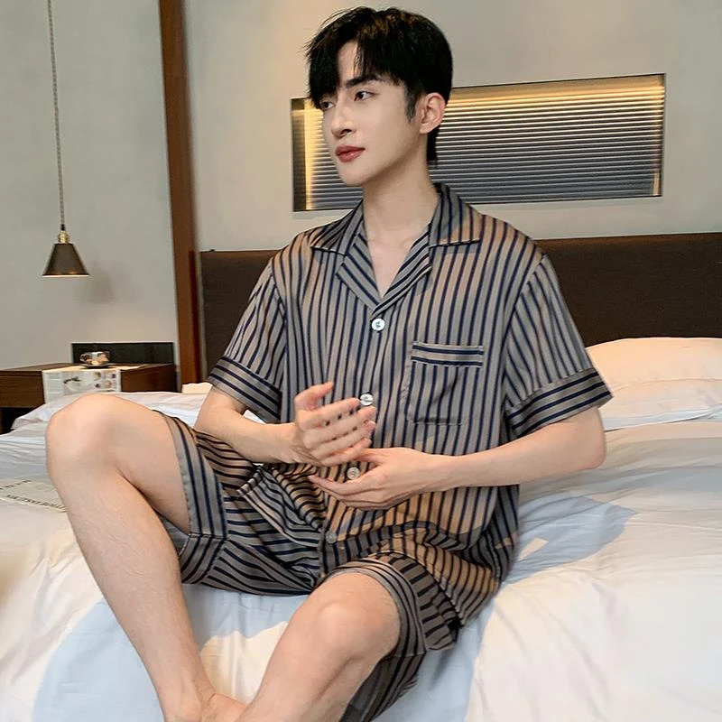 维多利亚睡衣男冰丝短袖短裤夏季家居服薄款夏款2025新款夏天休闲