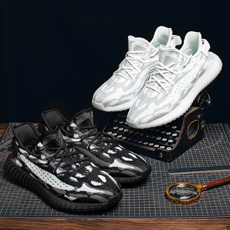 春夏季新款时尚网面椰子运动鞋男迷彩百搭潮流透气男士休闲鞋