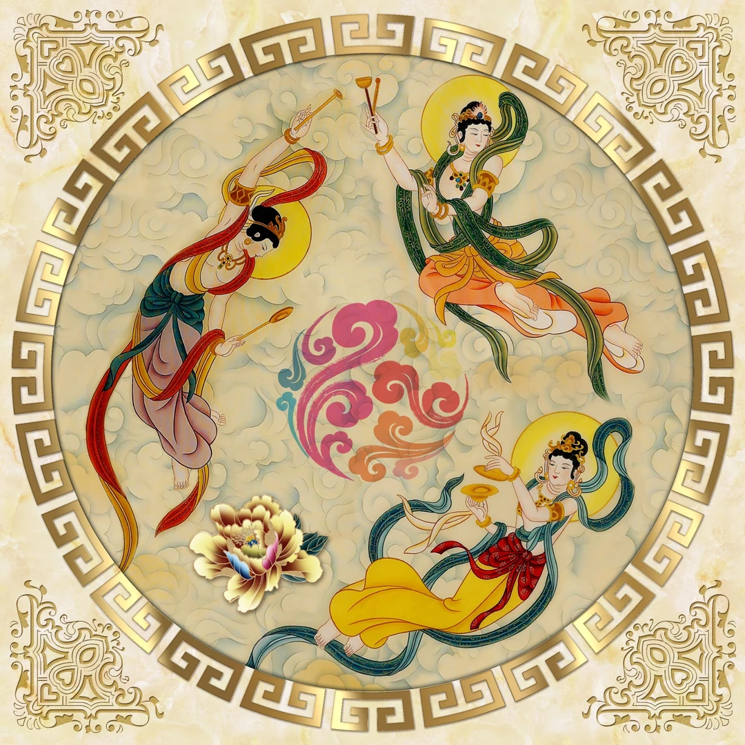 【白描日记】飞天套装工笔白描线稿国画稿高清纸质版（附彩图）