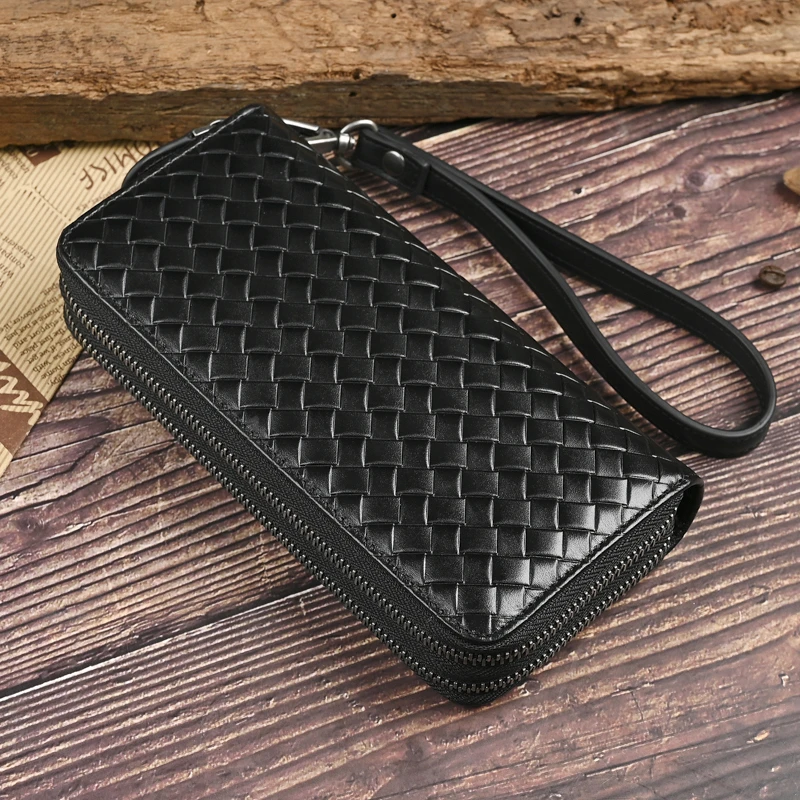 商务休闲头层牛皮长款男士钱包手拿包通勤风多功能手抓包手包