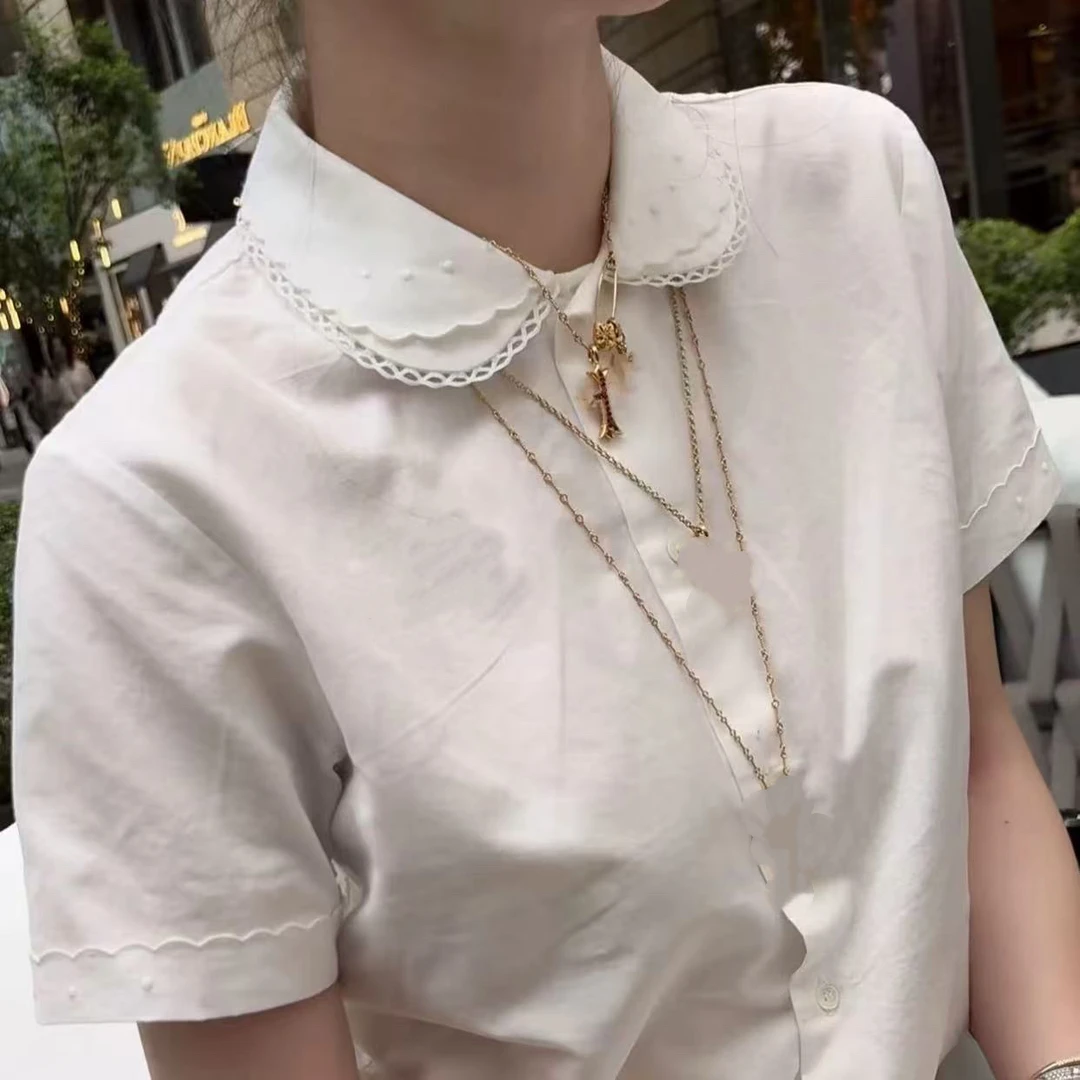 【BAI】夏新款娃娃领短款衬衫上衣25031