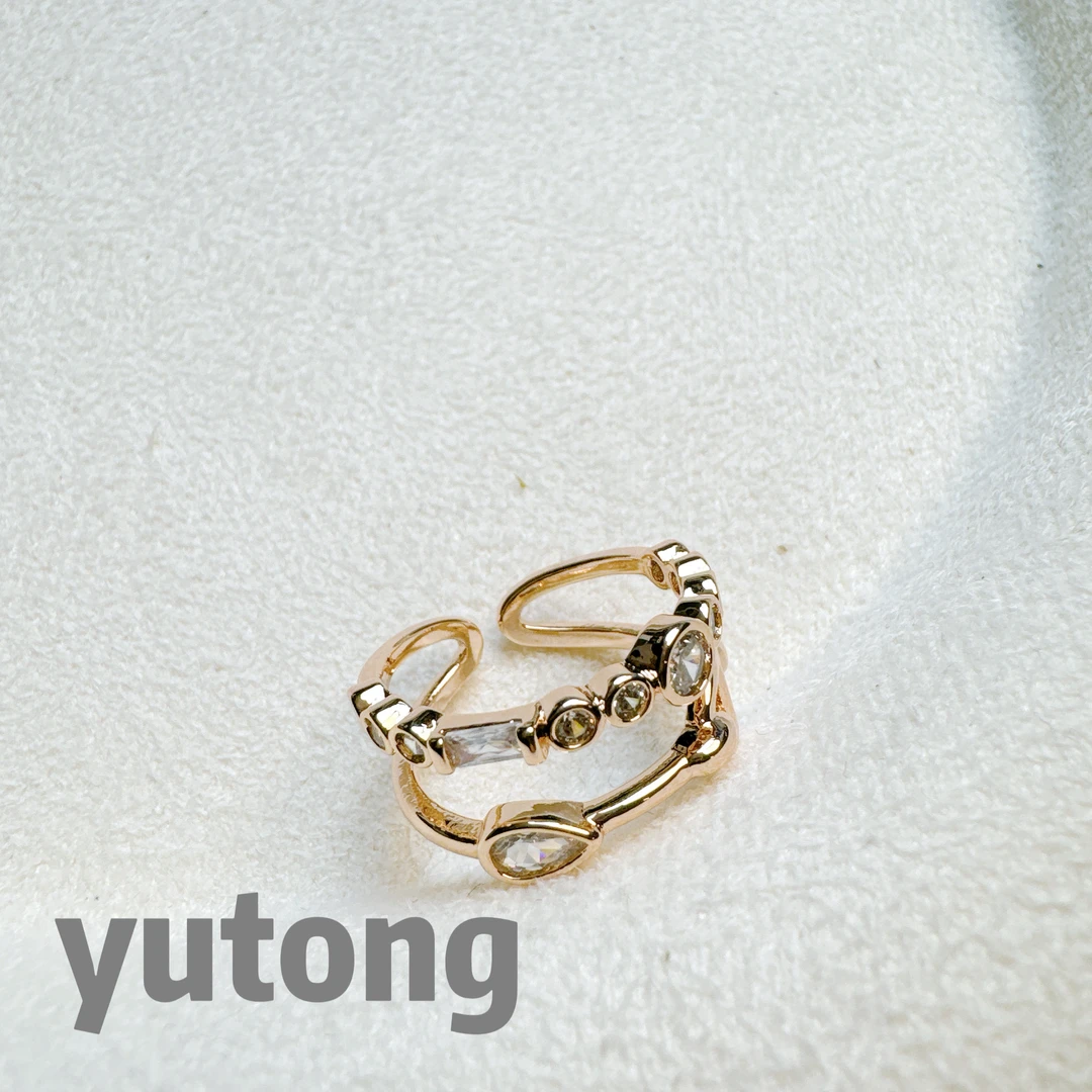 铜合金锆石戒指 【雨桐轻奢饰品】设计款戒指YT03220#1