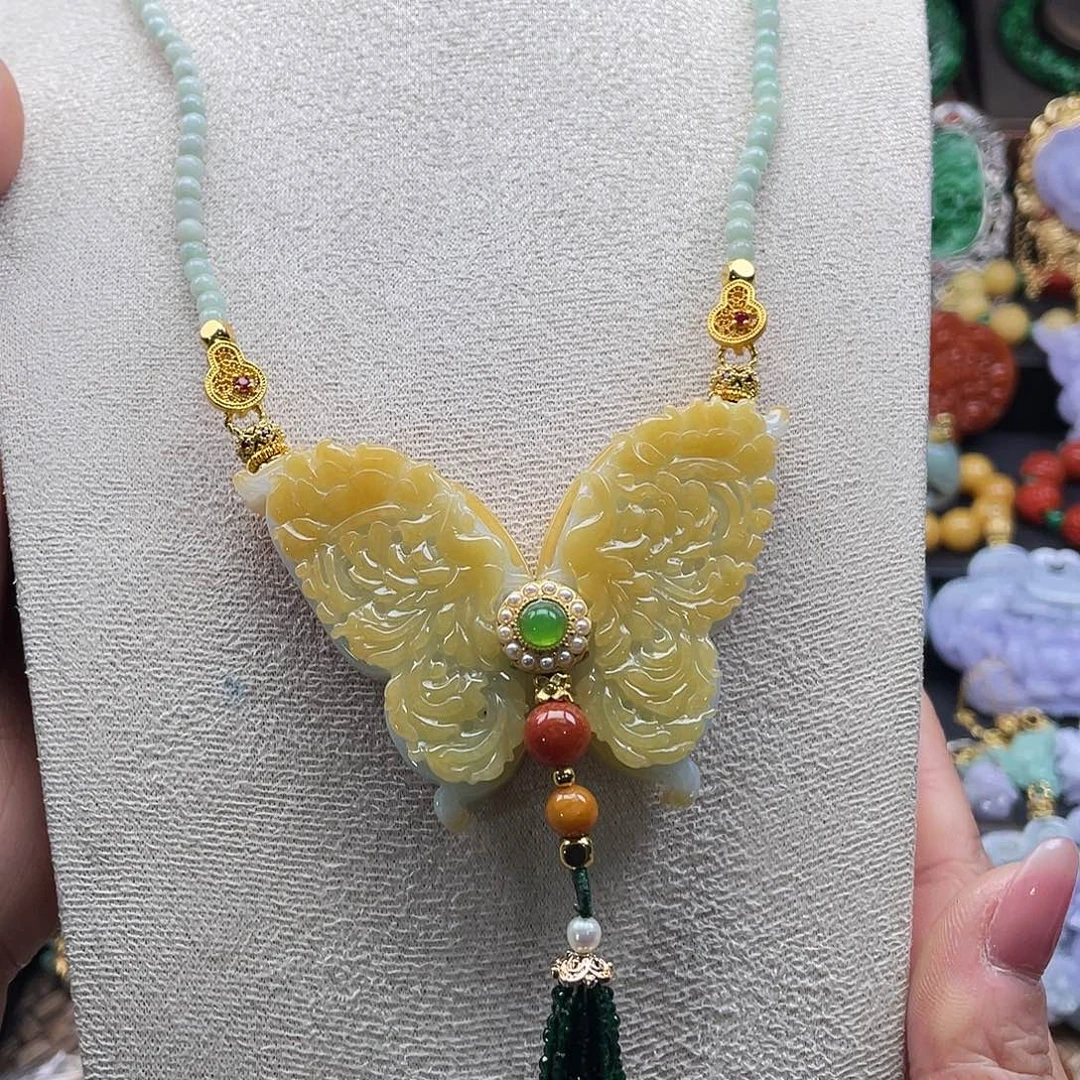 翡翠未镶嵌颈饰代编织